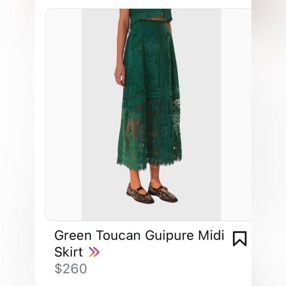Farm Rio Green Toucans Guipure Midi Skirt - Picture 10 of 10